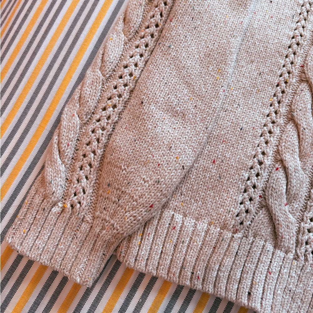 NWOT Old Navy crew neck cable knit cardigan, creamy with colourful threads - Picture 4 of 5